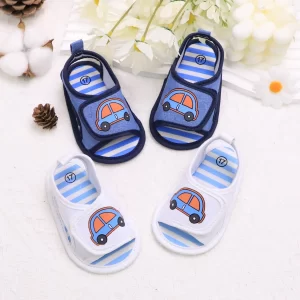 Baby toddler sandals, car soft-soled step shoes, breathable and non-slip, suitable for daily & vacation wear, spring and summer